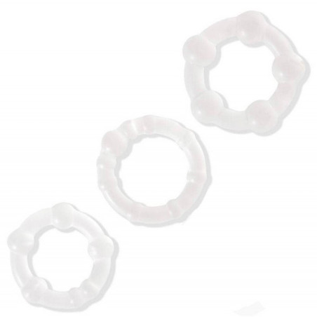 Lot de 3 cockrings Power Plus en TPE souple Transparent