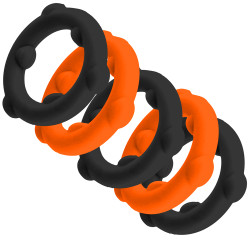 Lot de 5 Cockrings Silicone SPINNER Oxballs Noir-Orange