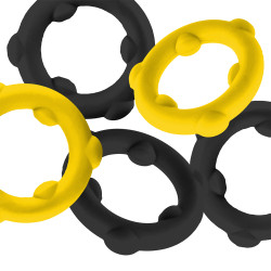 Lot de 5 Cockrings SPINNER Noir-Jaune de Oxballs 2