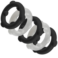 Lot de 5 Cockrings SPINNER Noir-Blanc de Oxballs