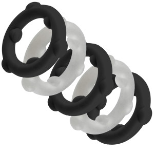 Lot de 5 Cockrings SPINNER Oxballs 25 mm Noir-Blanc