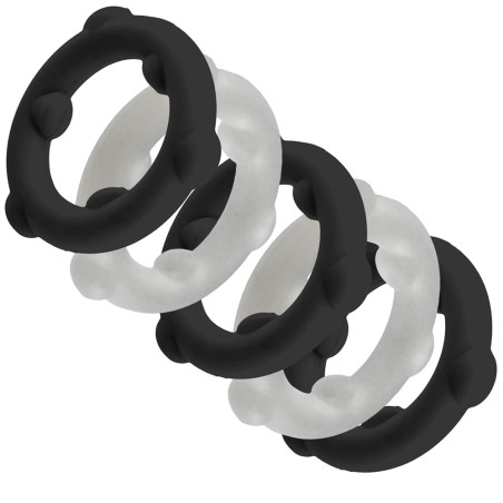 Lot de 5 Cockrings SPINNER Noir-Blanc de Oxballs