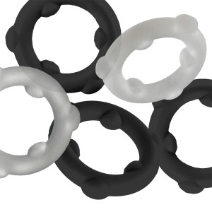 Lot de 5 Cockrings SPINNER Noir-Blanc de Oxballs