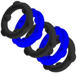 Lot de 5 Cockrings SPINNER Noir-Bleu de Oxballs