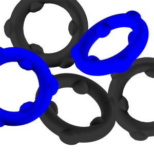 Lot de 5 Cockrings SPINNER Noir-Bleu de Oxballs