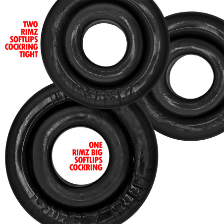 Lot de 3 Cockrings RIMRINGZ Noirs de Oxballs