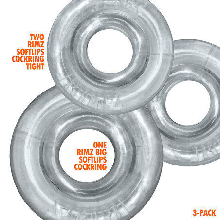 Lot de 3 Cockrings RIMRINGZ Transparents de Oxballs