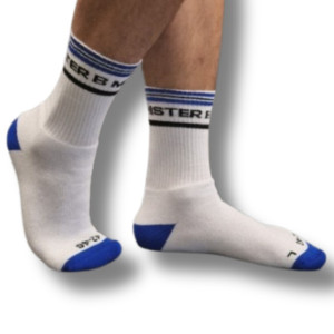 Chaussettes Mister B FUCK ME Blanc-Bleu