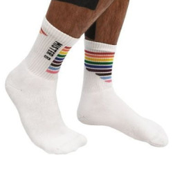 Chaussettes blanches et Rainbow PRIDE de Mister B
