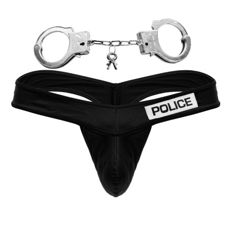 String noir Police et menottes de Candyman