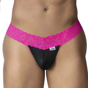 String en dentelle BELTIS Noir-Rose