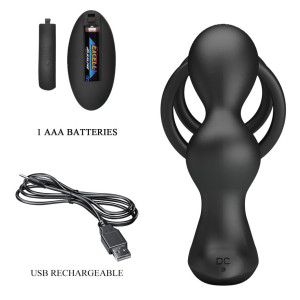 Plug prostatique avec Cockring QOCKASS 12 Vibrations