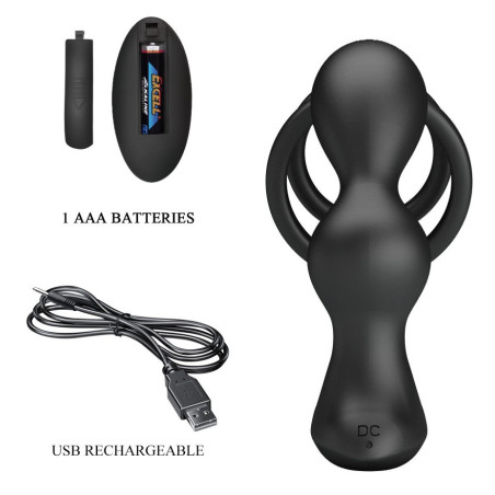 Plug prostatique avec Cockring QOCKASS 12 Vibrations