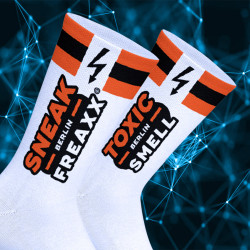 Chaussettes SNEAK TOXIC Blanc-Orange de SneakFreaxx 2