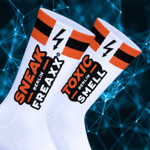 Chaussettes SNEAK TOXIC Blanc-Orange de SneakFreaxx