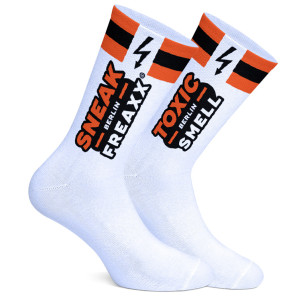 Chaussettes SNEAK TOXIC Blanc-Orange de SneakFreaxx
