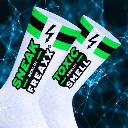 Chaussettes SNEAK TOXIC Blanc-Vert de SneakFreaxx