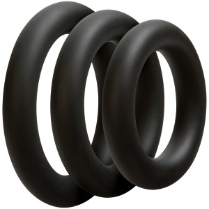 Lot de 3 cockrings en silicone noirs avec épaisseur 10mm