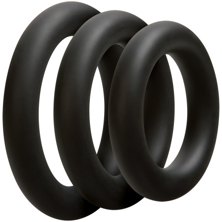 Lot de 3 cockrings en silicone noirs avec épaisseur 10mm