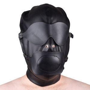 Cagoule sm avec baillon et masque pour total contrôle