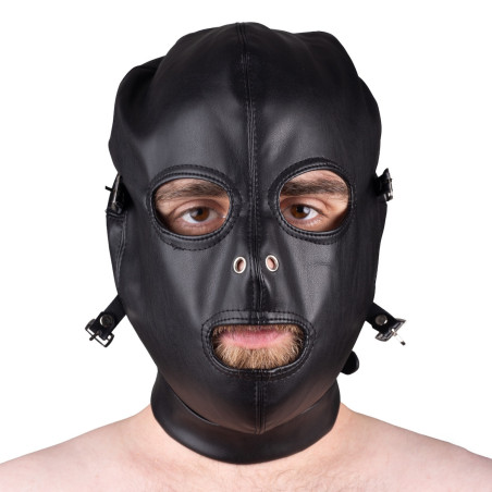 Cagoule sm avec baillon et masque pour total contrôle