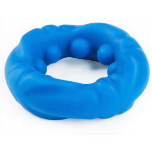 Cockring Silicone RIDGE BUMP STRETCHER Bleu 25 mm