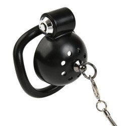 Cage de chasteté avec Laisse ROUND LEASH 4 x 3.5 cm