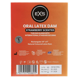 Digue orale en latex EXS ORAL 10 x 6 cm Fraise