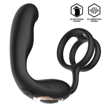 Plug prostatique + Cockring BRUCE | Vibrations et Rotation