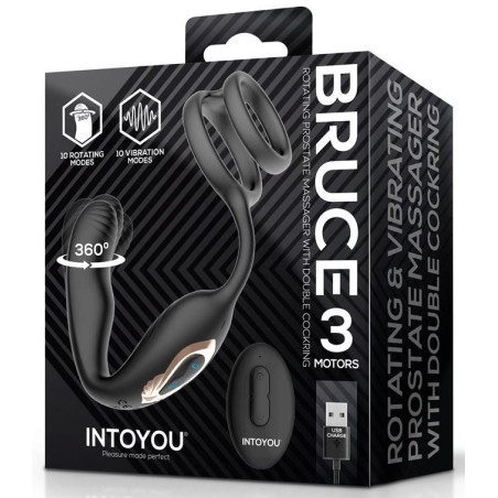 Plug prostatique + Cockring BRUCE | Vibrations et Rotation