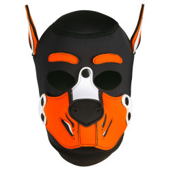 Masque Puppy HUSKY en néoprène - Noir et Orange 2