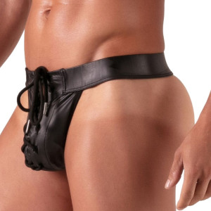 String avec lacets BONDAGE Noir par Absolu Male