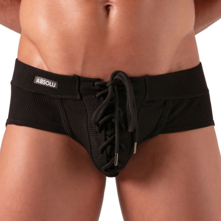 Slip avec lacets LACED Noir de Absolu Male