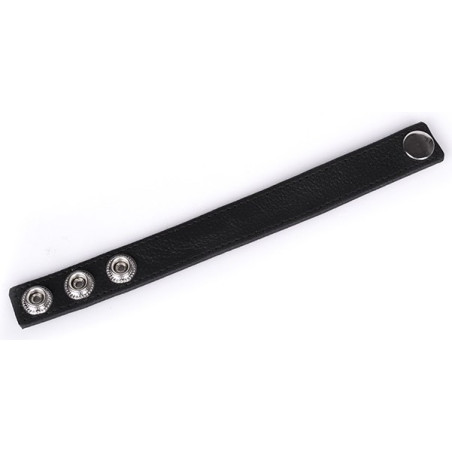 Cockring en cuir noir avec 3 pressions et ajustable