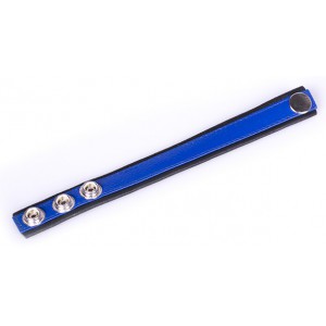 Cockring en cuir bleu et noir avec 3 pressions