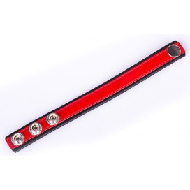 Cockring en cuir rouge et noir avec 3 pressions 2.5cm 2
