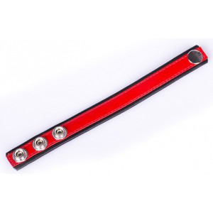 Cockring en cuir rouge et noir avec 3 pressions 2.5cm