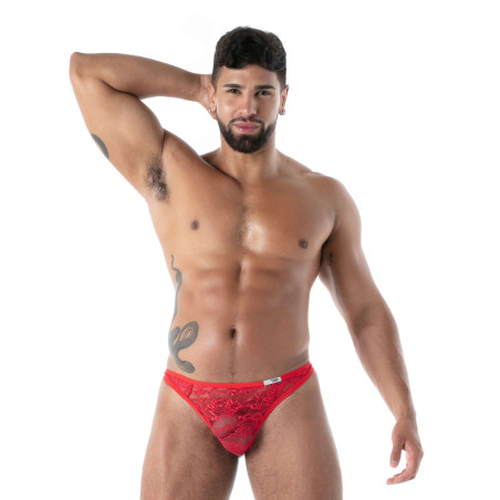String pour homme FLUID LACE Dentelle rouge de TOF Paris