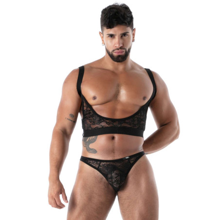 String en dentelle FLUID LACE Noir  de TOF Paris
