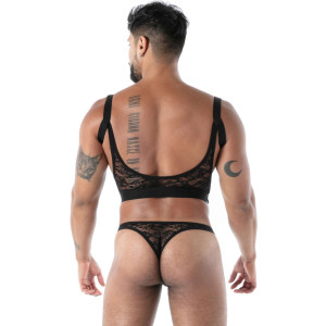 String en dentelle FLUID LACE Noir  de TOF Paris