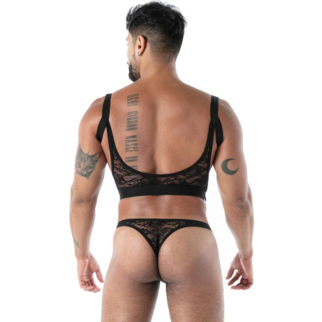 String en dentelle FLUID LACE Noir  de TOF Paris