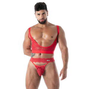 Ultra string en dentelle FLUID LACE Rouge de TOF Paris