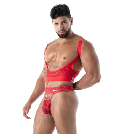 Ultra string en dentelle FLUID LACE Rouge de TOF Paris