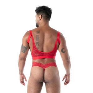 Ultra string en dentelle FLUID LACE Rouge de TOF Paris