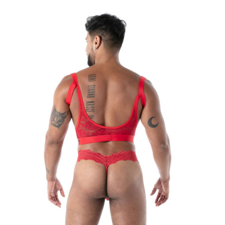 Ultra string en dentelle FLUID LACE Rouge de TOF Paris