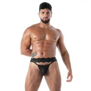 Ultra string en dentelle noir FLUID LACE de TOF Paris