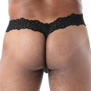 Ultra string en dentelle noir FLUID LACE de TOF Paris