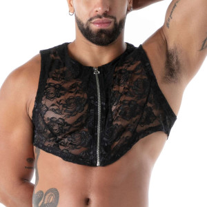 Crop Top avec Zip FLUID LACE Noir
