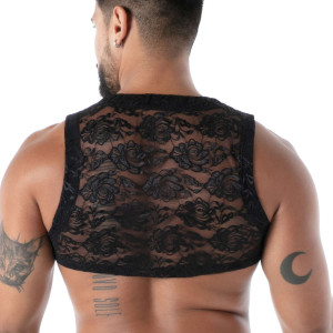 Crop Top en dentelle FLUID  LACE Noir avec Zip