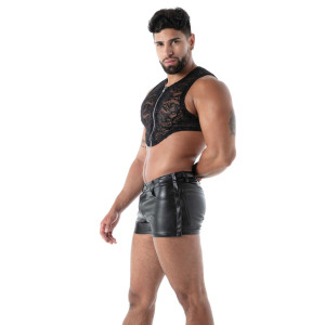 Crop Top en dentelle FLUID  LACE Noir avec Zip